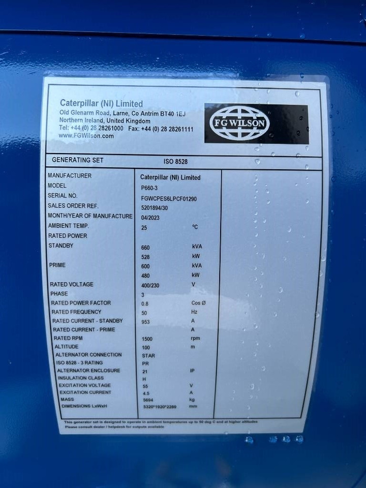 FG Wilson P660-3 - 660 kVA Genset - DPX-16022 - Generator set: picture 4 FG Wilson P660-3 - 660 kVA Genset - DPX-16022 - Generator set: picture 4
