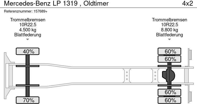 Hook lift truck Mercedes-Benz LP 1319 , Oldtimer: picture 19