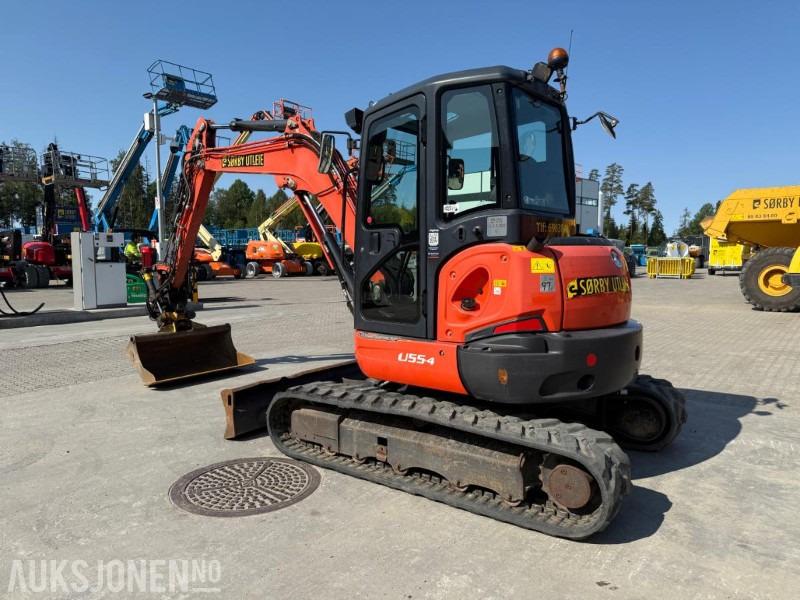 Excavator 2018 Kubota U55-4 BELTEGRAVER ENGCON TILTROTATOR 2 SKUFFER SERVICEHISTORIKK SENTRALSMØRING: picture 6