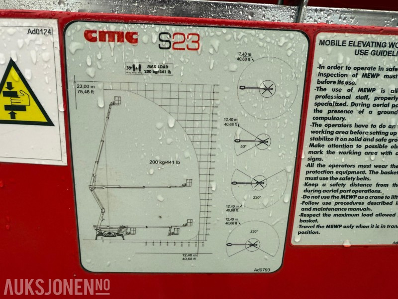 Aerial platform 2022 CMC S23 spiderlift, 23m arb.høyde, automatisk nivellering, merkefrie belter, radiokontroll, Diesel/ 230V: picture 15