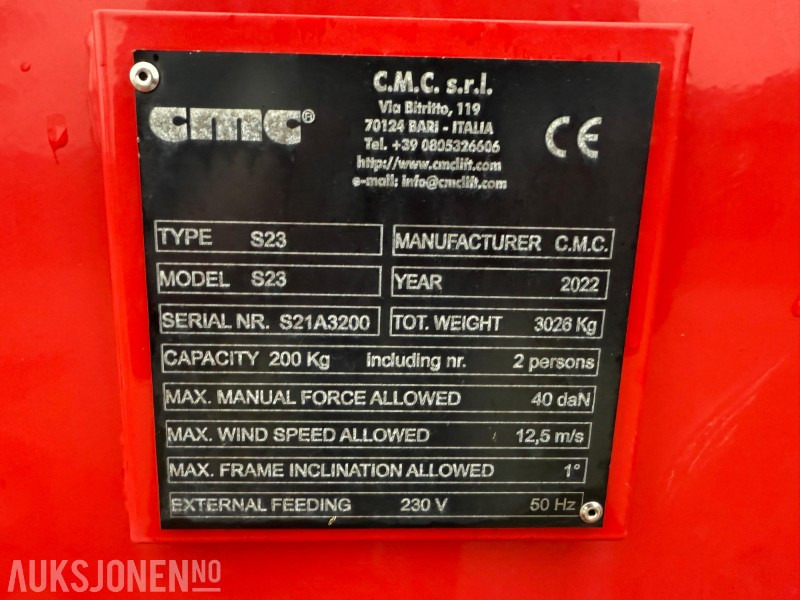 Aerial platform 2022 CMC S23 spiderlift, 23m arb.høyde, automatisk nivellering, merkefrie belter, radiokontroll, Diesel/ 230V: picture 31