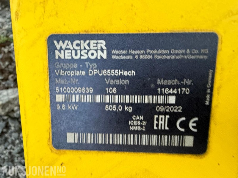2022 Wacker Neuson DPU 6555 - Vibratory plate: picture 2 2022 Wacker Neuson DPU 6555 - Vibratory plate: picture 2