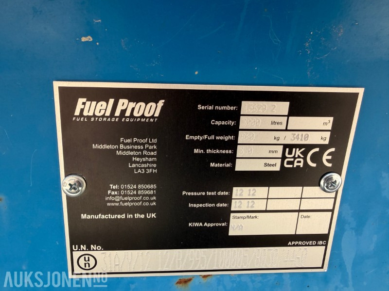 Construction equipment Fuel Proof dieseltank 3000L med lokk og tilkoblinger: picture 6