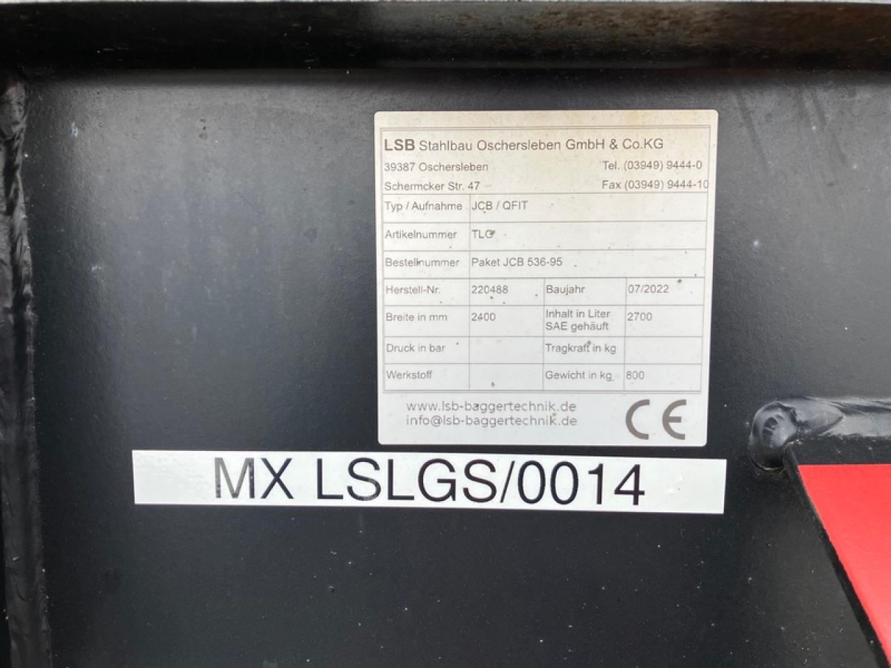 JCB LSB LEICHTGUTSCHAUFEL JCB Q-FIT - Bucket: picture 2 JCB LSB LEICHTGUTSCHAUFEL JCB Q-FIT - Bucket: picture 2