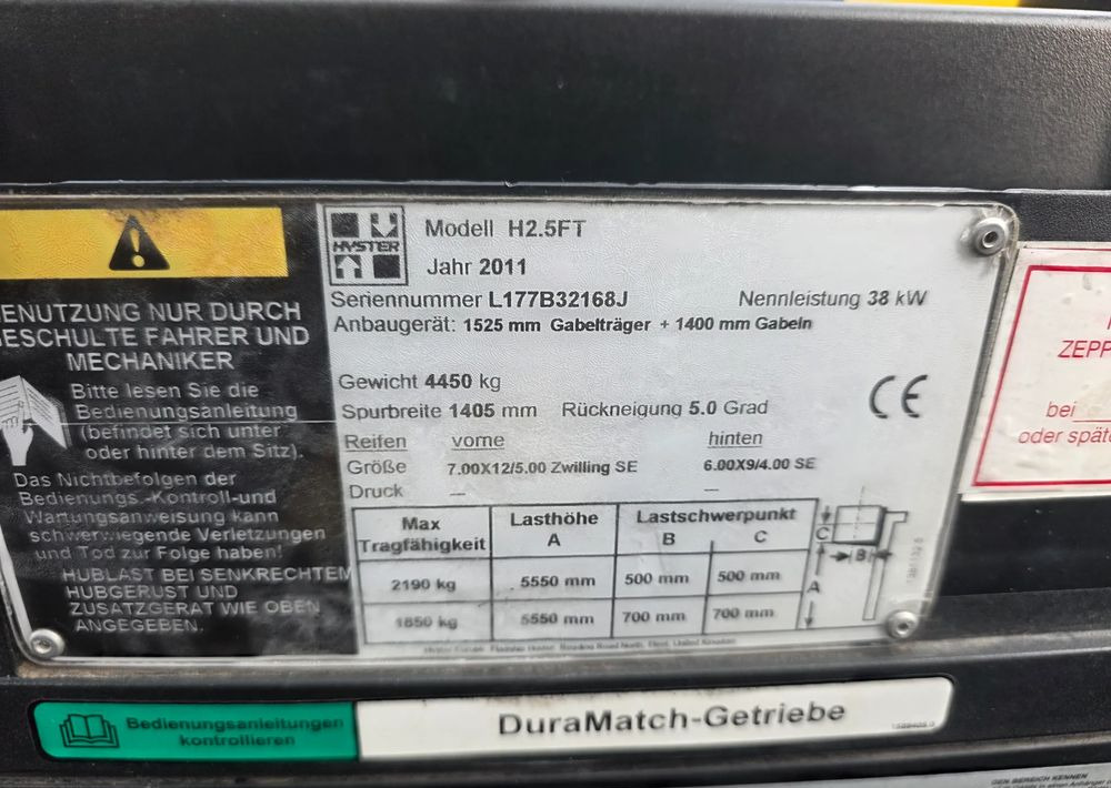 Hyster H2.5FT /LPG/ 1 WŁAŚCICIEL /1923 MTH / - Forklift: picture 5 Hyster H2.5FT /LPG/ 1 WŁAŚCICIEL /1923 MTH / - Forklift: picture 5