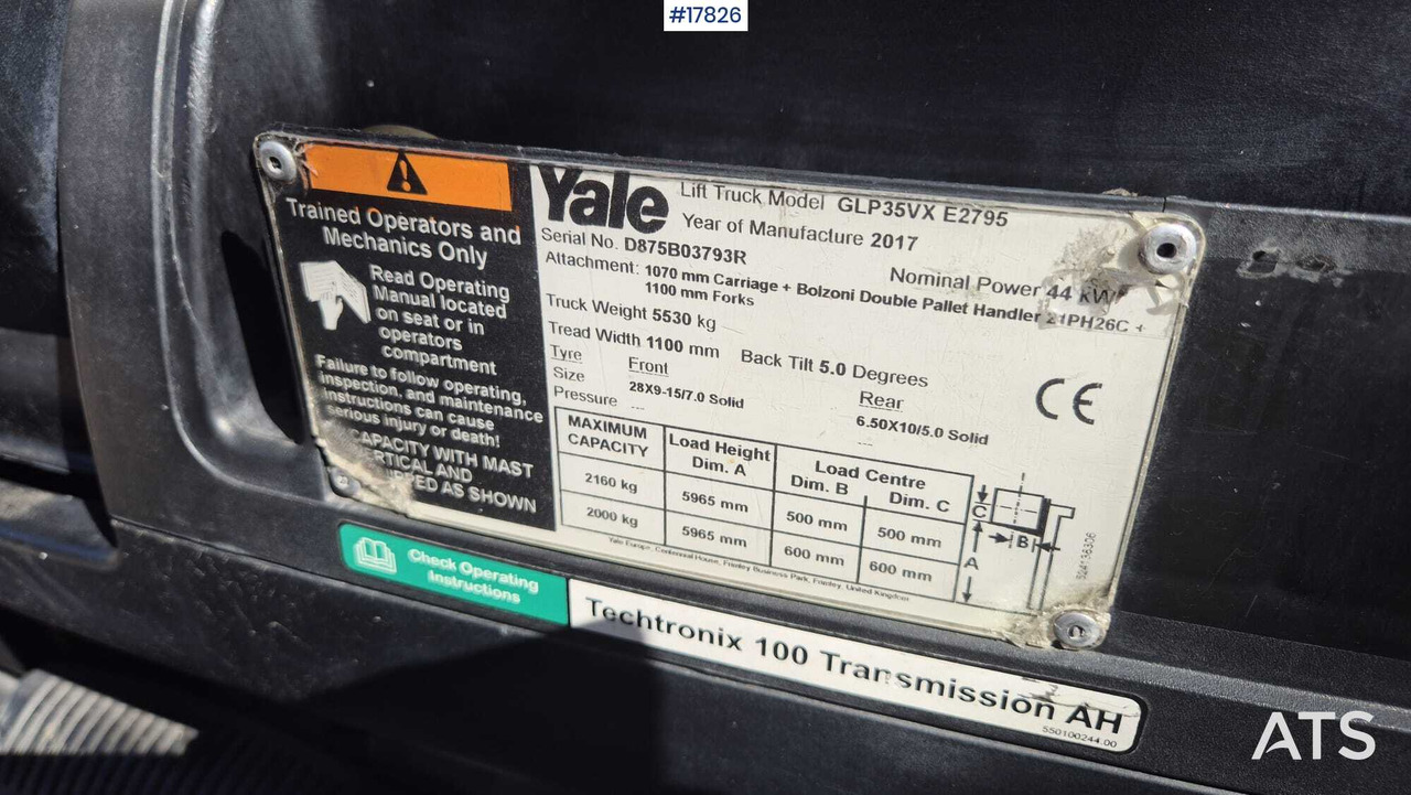 LPG forklift YALE GLP35VX Forklift (2017): picture 12
