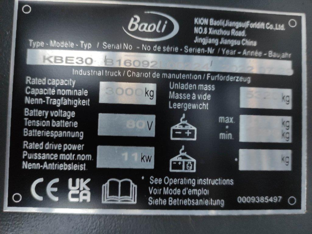 Electric forklift Baoli KBE30: picture 6