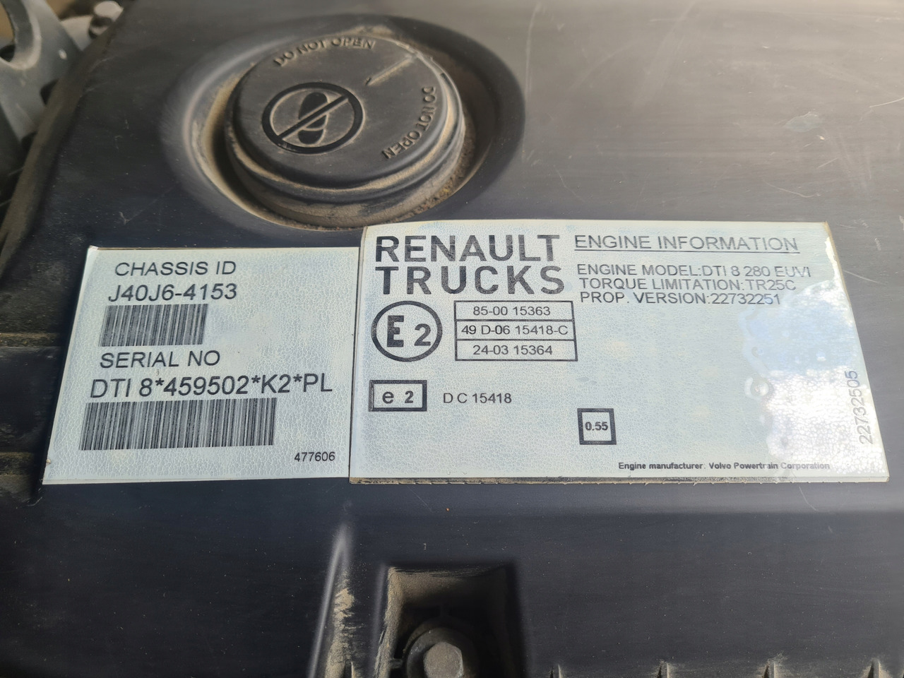 RENAULT GAMA D16 D DTI 8 EUVI VOLVO FL D8K EURO 6 2018 ROK. DTI 8 280 EUVI - Engine: picture 2 RENAULT GAMA D16 D DTI 8 EUVI VOLVO FL D8K EURO 6 2018 ROK. DTI 8 280 EUVI - Engine: picture 2