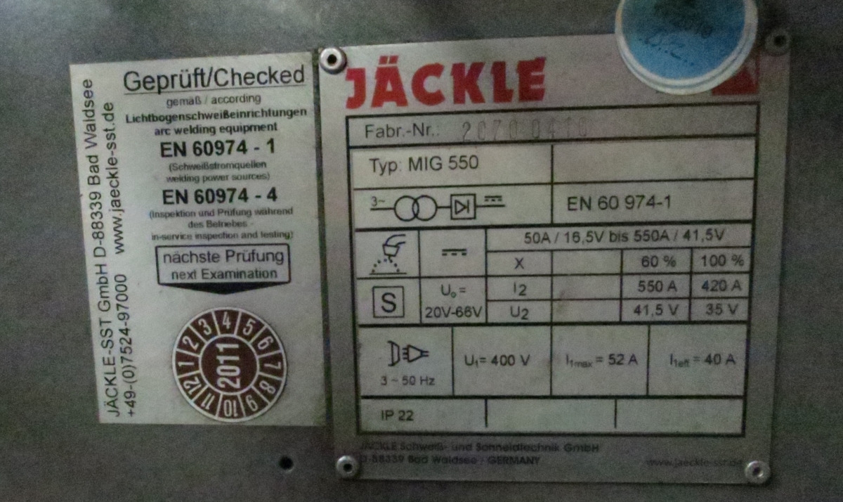 Jaeckle MIG 550 - Welding equipment: picture 3 Jaeckle MIG 550 - Welding equipment: picture 3