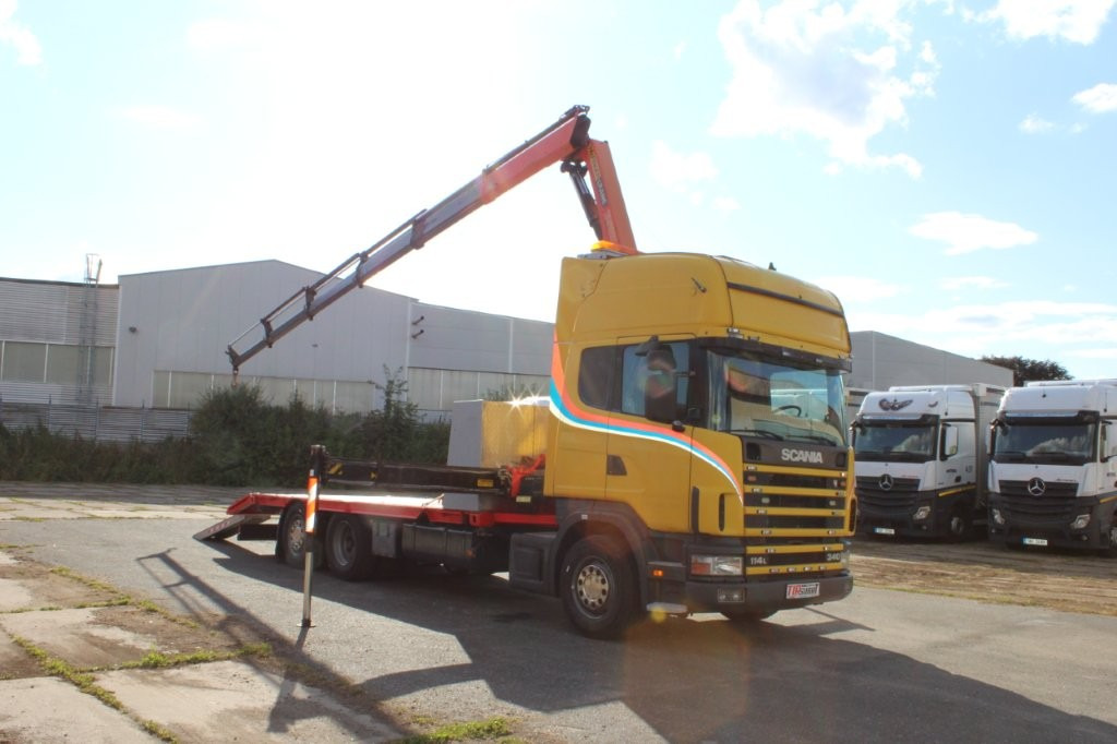 Scania R 114 LB340 6X2 L PALFINGER PK16502 - Autotransporter truck, Crane truck: picture 1 Scania R 114 LB340 6X2 L PALFINGER PK16502 - Autotransporter truck, Crane truck: picture 1