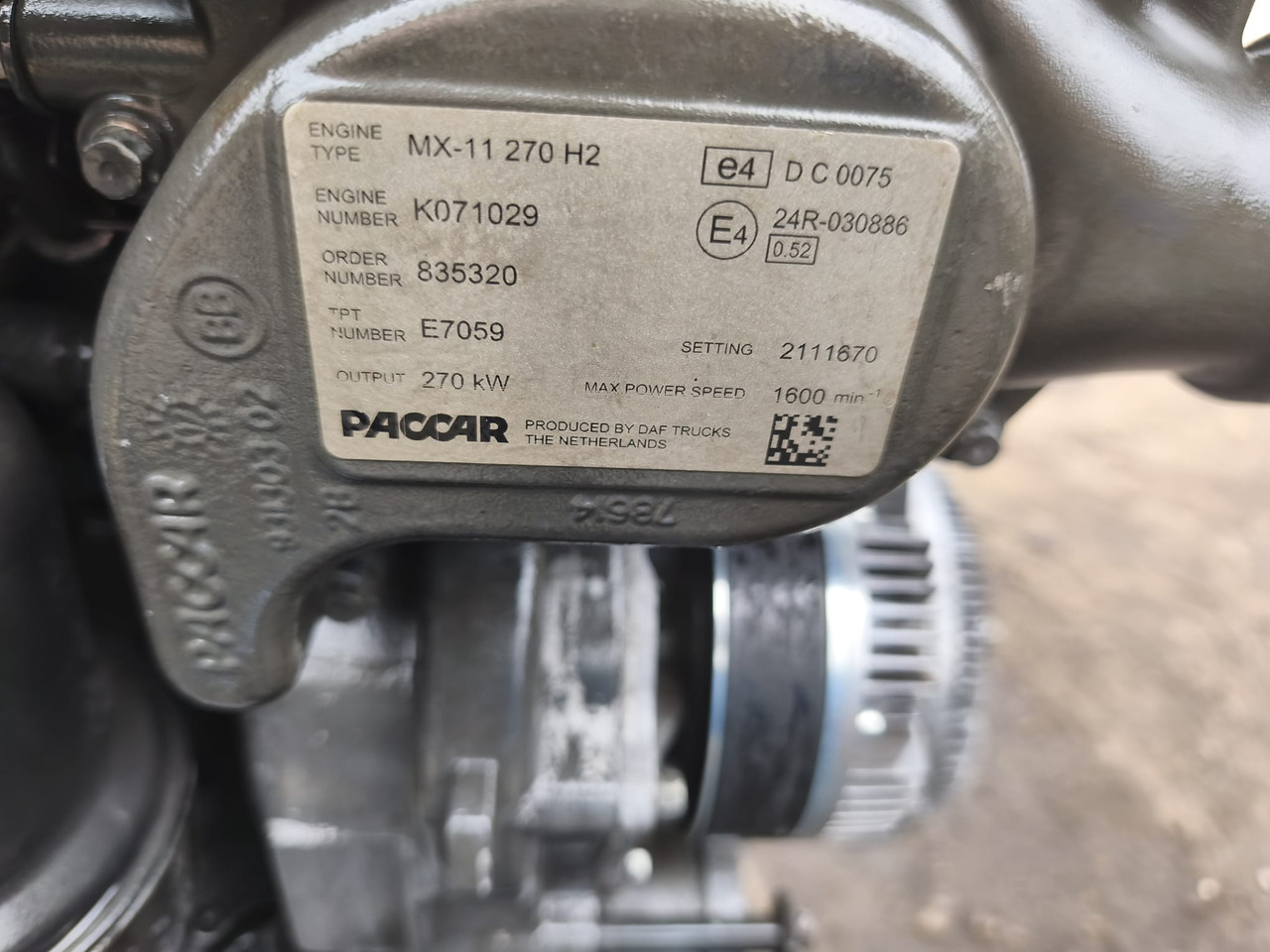 DAF Paccar MX-11 270 H2 DAF CF - Engine for Truck: picture 3 DAF Paccar MX-11 270 H2 DAF CF - Engine for Truck: picture 3