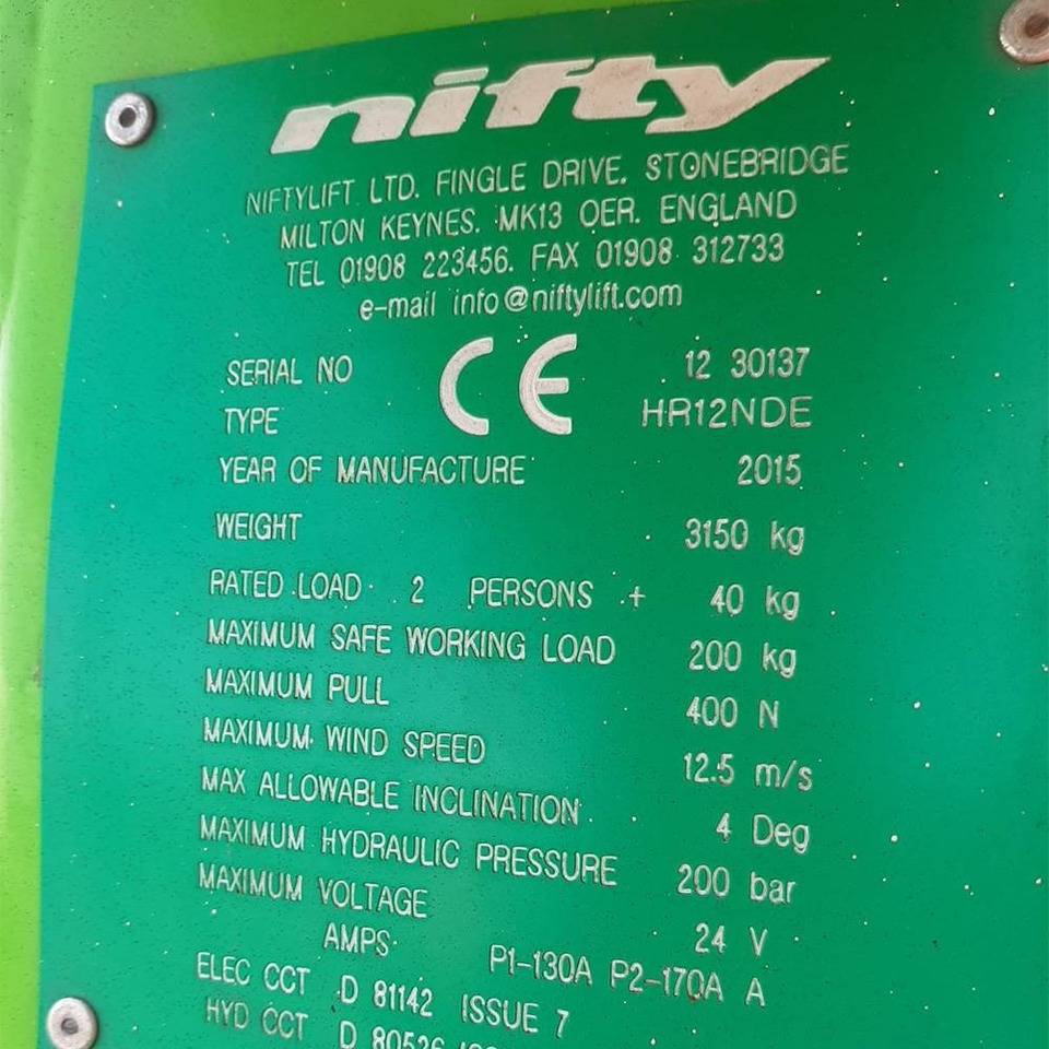 Articulated boom Niftylift HR 12: picture 13 Articulated boom Niftylift HR 12: picture 13