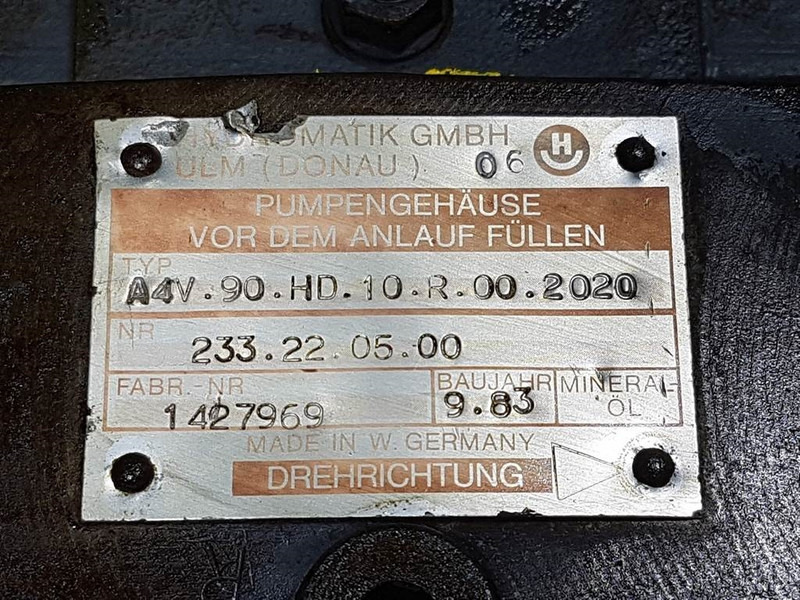 Hydromatik A4V90HD1.0R002020-233.22.05.00-Drive pump/Fahrpump - Hydraulics for Construction machinery: picture 4 Hydromatik A4V90HD1.0R002020-233.22.05.00-Drive pump/Fahrpump - Hydraulics for Construction machinery: picture 4