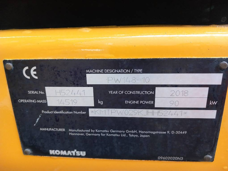 Komatsu PW148-10 - Wheel excavator: picture 4 Komatsu PW148-10 - Wheel excavator: picture 4