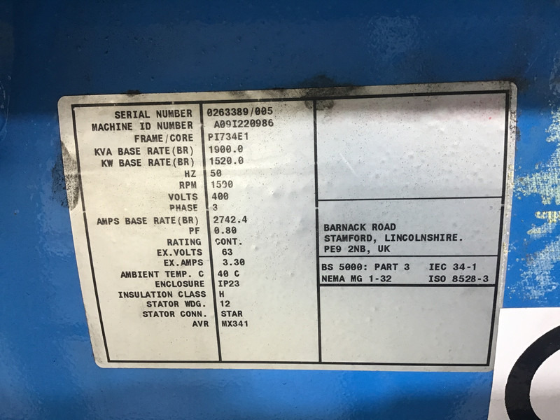 Generator set Perkins 4016-TAG1A GENERATOR 1900 KVA USED: picture 7
