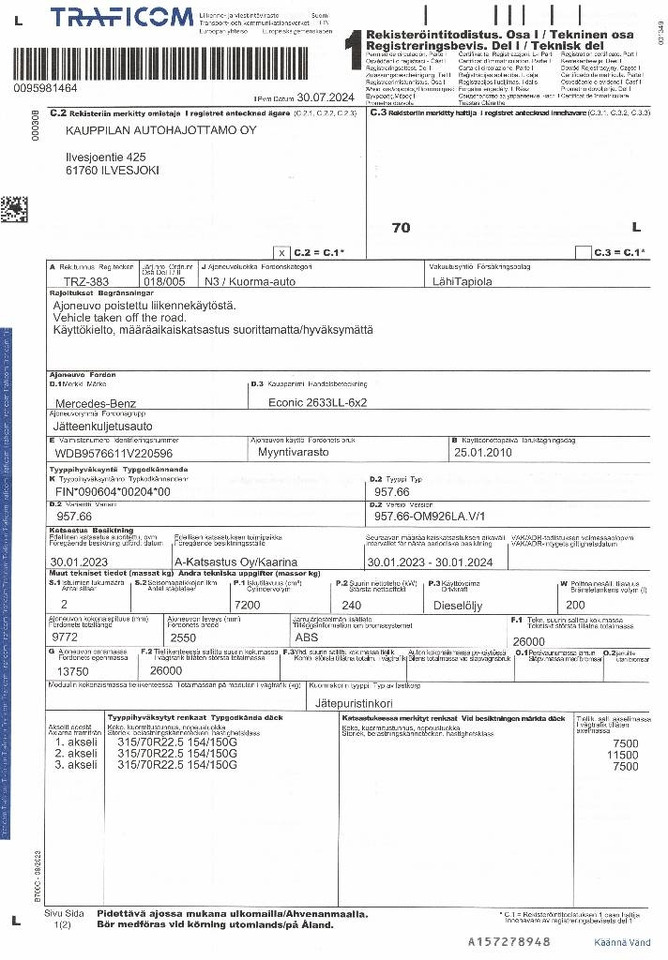 Leasing of Mercedes-Benz Econic 2633  Mercedes-Benz Econic 2633: picture 12