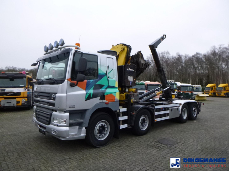 DAF CF 85.410 8x2 Hyva container hook + crane - Crane truck: picture 1 DAF CF 85.410 8x2 Hyva container hook + crane - Crane truck: picture 1
