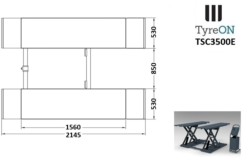 TSC3500E mobile midrise car scissor lift with electrical release - Capacity 3,5T - Lifting height 125 cm - 230V - Graphite gray - Workshop equipment: picture 4 TSC3500E mobile midrise car scissor lift with electrical release - Capacity 3,5T - Lifting height 125 cm - 230V - Graphite gray - Workshop equipment: picture 4
