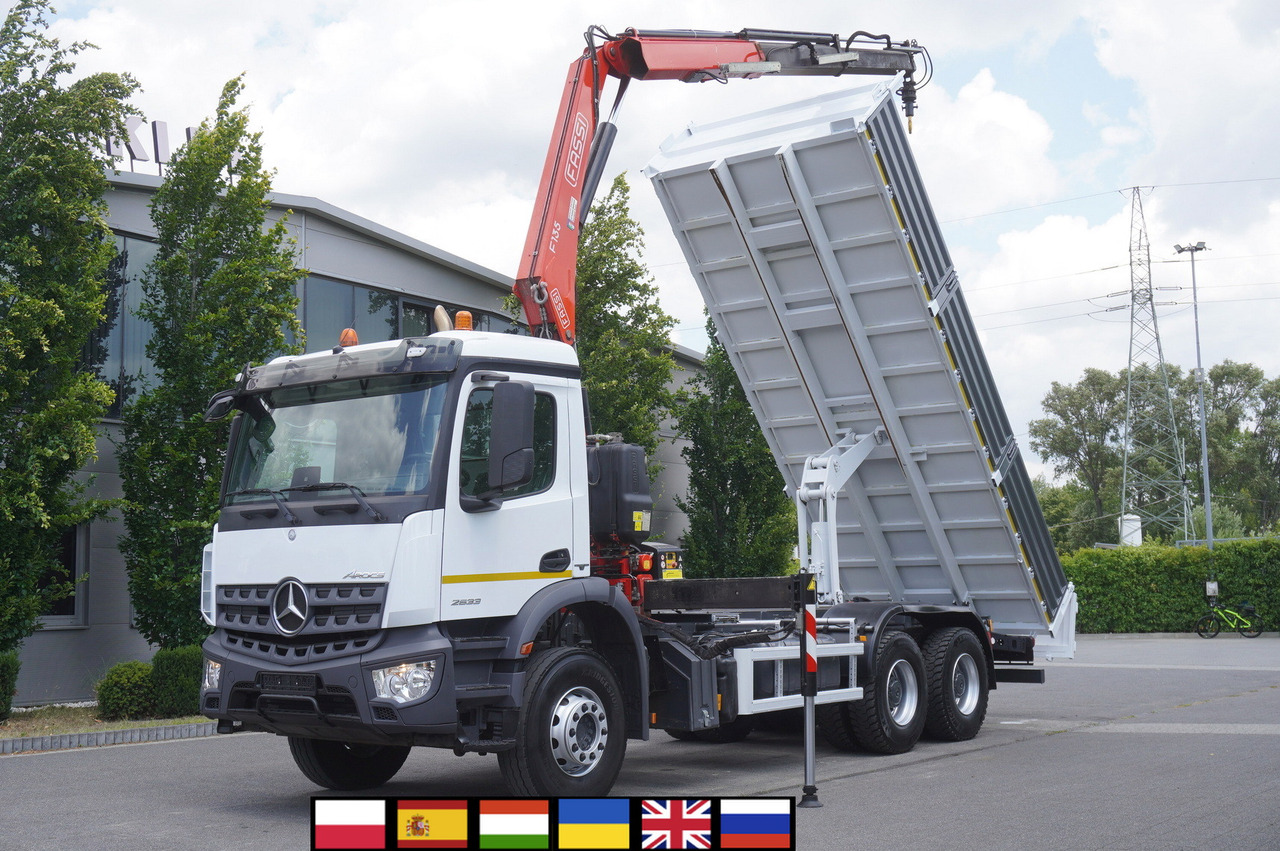 MERCEDES-BENZ AROCS 2633 6x4 / 5.5 T crane FASSI F135 / Tipper 15 EPAL - Dropside/ Flatbed truck, Crane truck: picture 1 MERCEDES-BENZ AROCS 2633 6x4 / 5.5 T crane FASSI F135 / Tipper 15 EPAL - Dropside/ Flatbed truck, Crane truck: picture 1