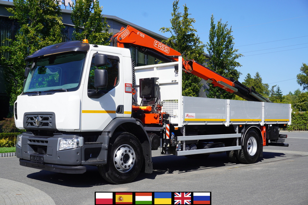 RENAULT C280 DTI 8 / FASSI crane 5.6 T / range 8 m / Flatbed 15 EPAL - Dropside/ Flatbed truck, Crane truck: picture 1 RENAULT C280 DTI 8 / FASSI crane 5.6 T / range 8 m / Flatbed 15 EPAL - Dropside/ Flatbed truck, Crane truck: picture 1