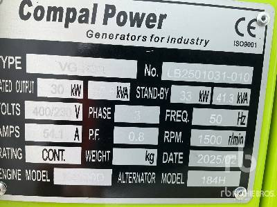 COMPAL VG-R30 41 kVA (Unused) - Generator set: picture 5 COMPAL VG-R30 41 kVA (Unused) - Generator set: picture 5