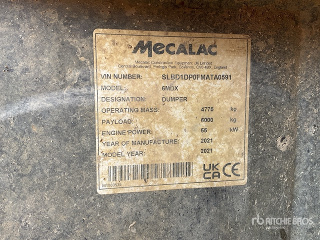 2021 Mecalac 6MDX Cabbed 6 Ton Dumper - Dumper: picture 1 2021 Mecalac 6MDX Cabbed 6 Ton Dumper - Dumper: picture 1