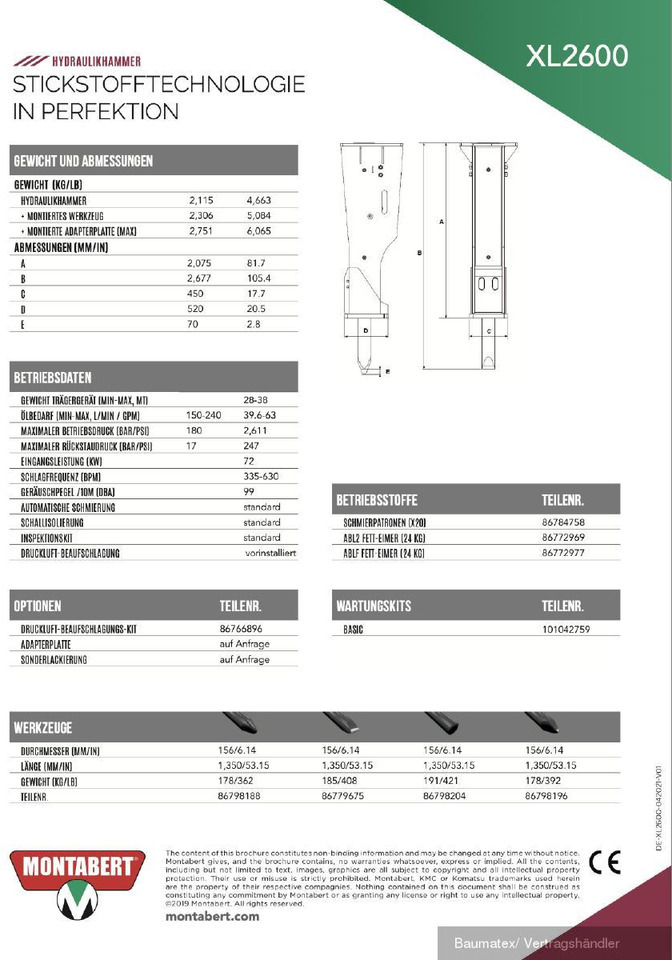 New Hydraulic hammer for Construction machinery Montabert XL2700, XL1900, XL1700, XL1300, XL1000: picture 8