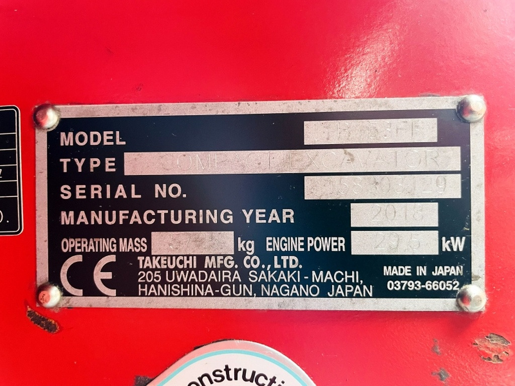 Takeuchi TB153FR (4100) - Mini excavator: picture 3 Takeuchi TB153FR (4100) - Mini excavator: picture 3