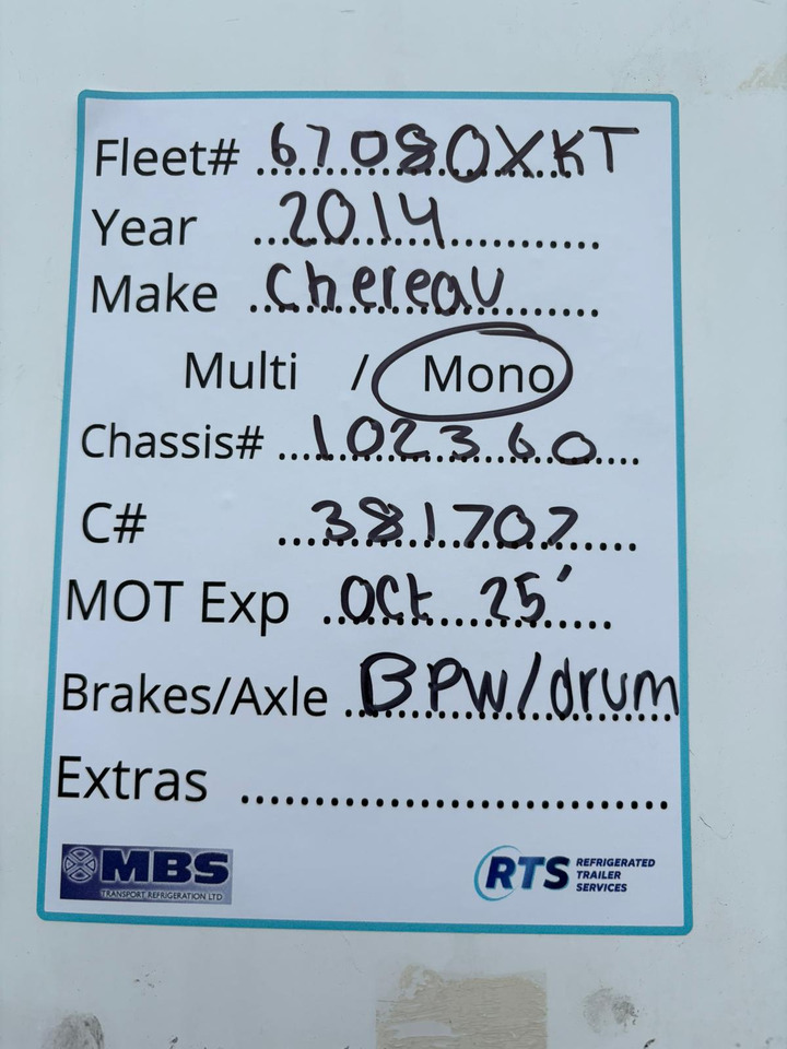 Chereau 2014 SLXi Spectrum – 67080XKT - Refrigerator semi-trailer: picture 2 Chereau 2014 SLXi Spectrum – 67080XKT - Refrigerator semi-trailer: picture 2