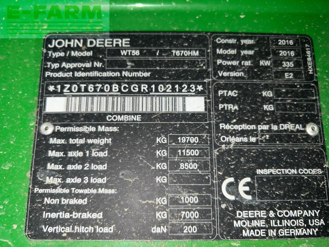 Combine harvester John Deere T670: picture 11