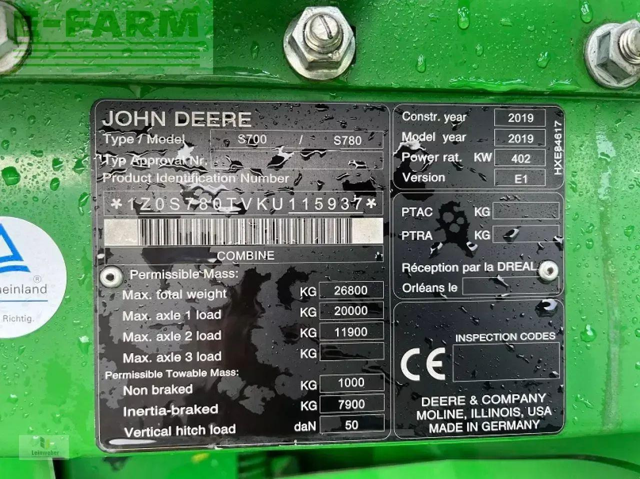 Combine harvester John Deere s 780i: picture 11