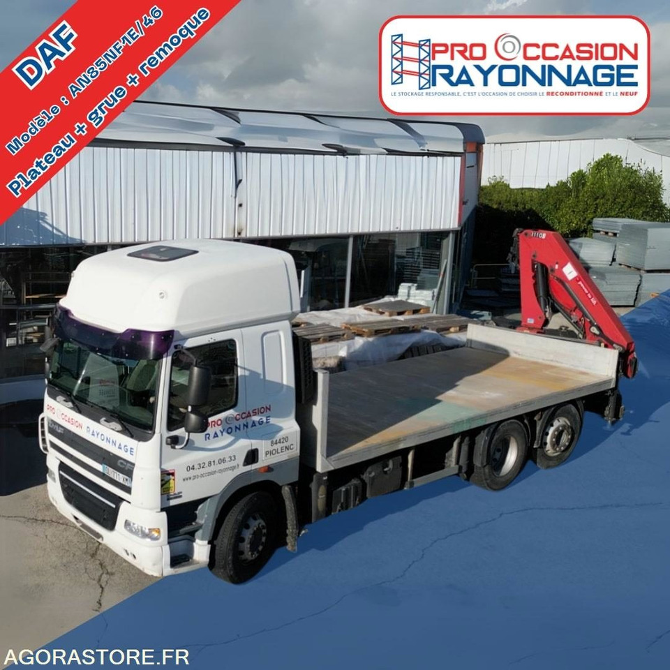 Camion DAF plateau avec grue HMF + Remorque Lecitrail - Truck: picture 1 Camion DAF plateau avec grue HMF + Remorque Lecitrail - Truck: picture 1