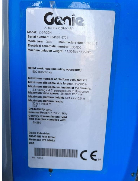 Leasing of Genie Z34/22N elektro 12m (1437) Genie Z34/22N elektro 12m (1437): picture 10
