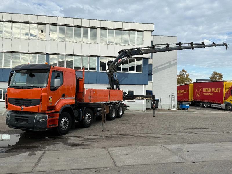 Renault Premium 430 8X4 EEV + HIAB 477 E-7 HIPRO + REMOTE - Dropside/ Flatbed truck, Crane truck: picture 1 Renault Premium 430 8X4 EEV + HIAB 477 E-7 HIPRO + REMOTE - Dropside/ Flatbed truck, Crane truck: picture 1