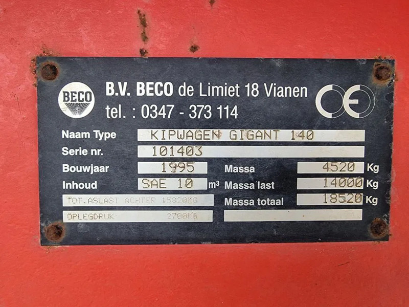 Dumper Beco GIGANT 140: picture 16 Dumper Beco GIGANT 140: picture 16