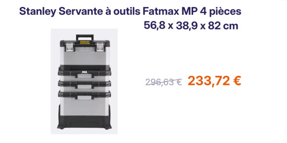 Servante d'atelier sur roulettes STANLEY FATMAX MP 4 pièces - Workshop equipment: picture 1 Servante d'atelier sur roulettes STANLEY FATMAX MP 4 pièces - Workshop equipment: picture 1