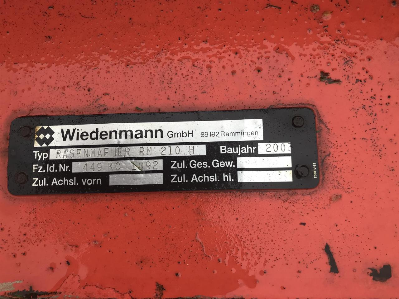 Wiedenmann RM 210 H - Mower: picture 3 Wiedenmann RM 210 H - Mower: picture 3
