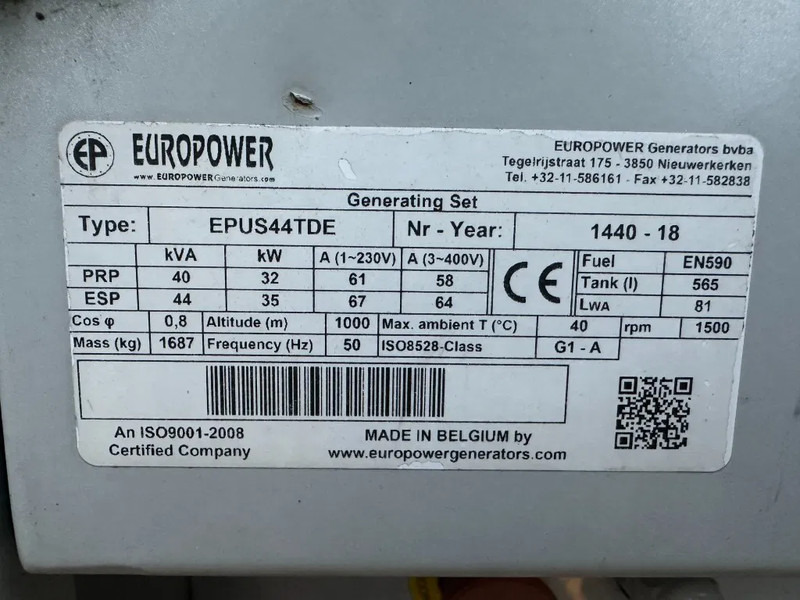 Europower EPUS44TDE Kubota Leroy Somer 44 kVA Supersilent Rental generatorset - Generator set: picture 2 Europower EPUS44TDE Kubota Leroy Somer 44 kVA Supersilent Rental generatorset - Generator set: picture 2