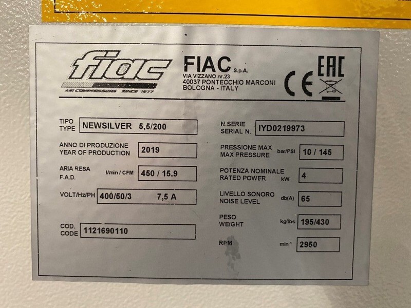 Fiac NewSilver 5.5 / 200 Silent 4 kW 450 L / min 10 Bar Elektrische Schroefcompressor met ketel - Air compressor: picture 4 Fiac NewSilver 5.5 / 200 Silent 4 kW 450 L / min 10 Bar Elektrische Schroefcompressor met ketel - Air compressor: picture 4