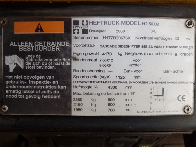 Hyster H2.50XM 2.5 ton Duplex Sideshift LPG Heftruck - LPG forklift: picture 4 Hyster H2.50XM 2.5 ton Duplex Sideshift LPG Heftruck - LPG forklift: picture 4