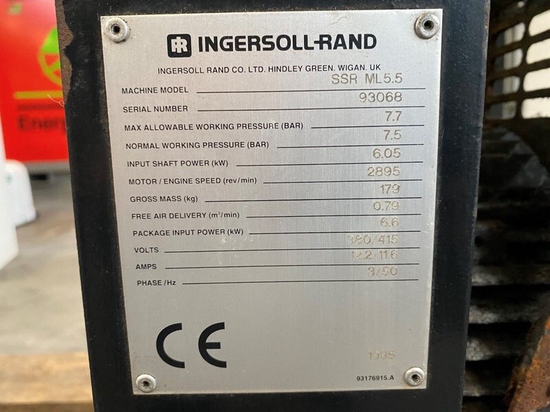 Ingersoll Rand SSR ML 5.5 SSR ML5.5 6 kW 800 L / min 7.5 Bar Elektrische Schroefcompressor - Air compressor: picture 3 Ingersoll Rand SSR ML 5.5 SSR ML5.5 6 kW 800 L / min 7.5 Bar Elektrische Schroefcompressor - Air compressor: picture 3