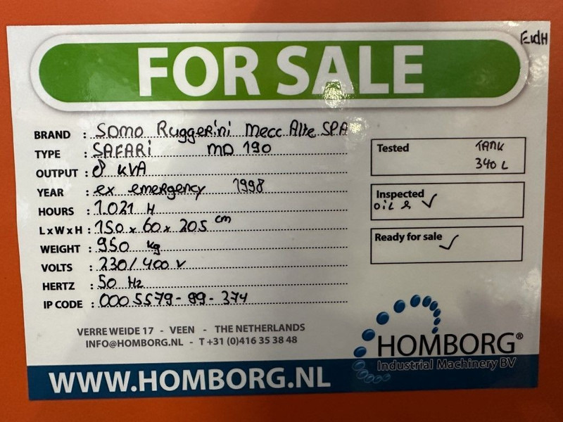 Generator set SDMO Safari Ruggerini Mecc Alte Spa 8 kVA Silent generatorset as New ! 1021 hours: picture 18