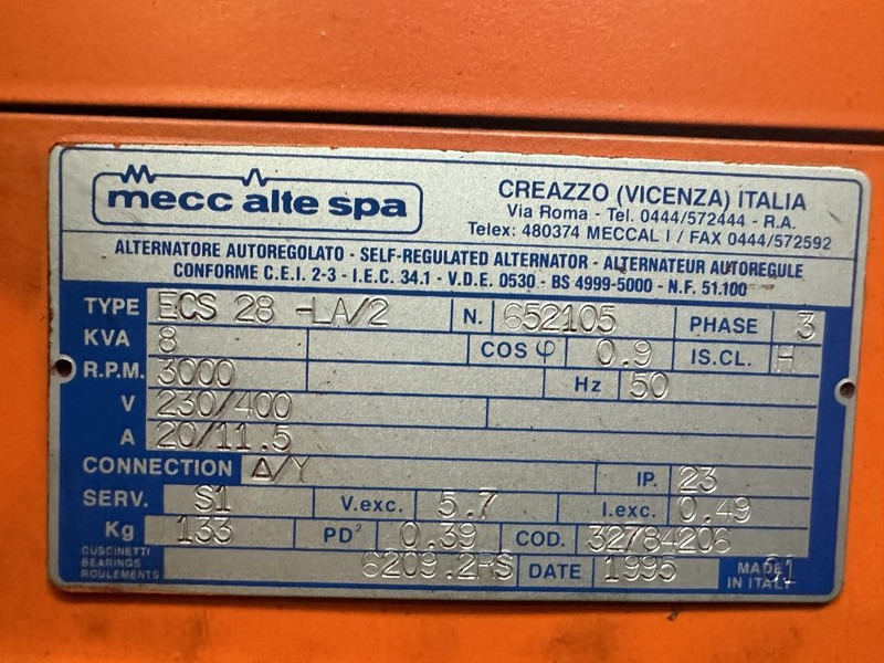 Generator set SDMO Safari Ruggerini Mecc Alte Spa 8 kVA Silent generatorset as New ! 1021 hours: picture 12