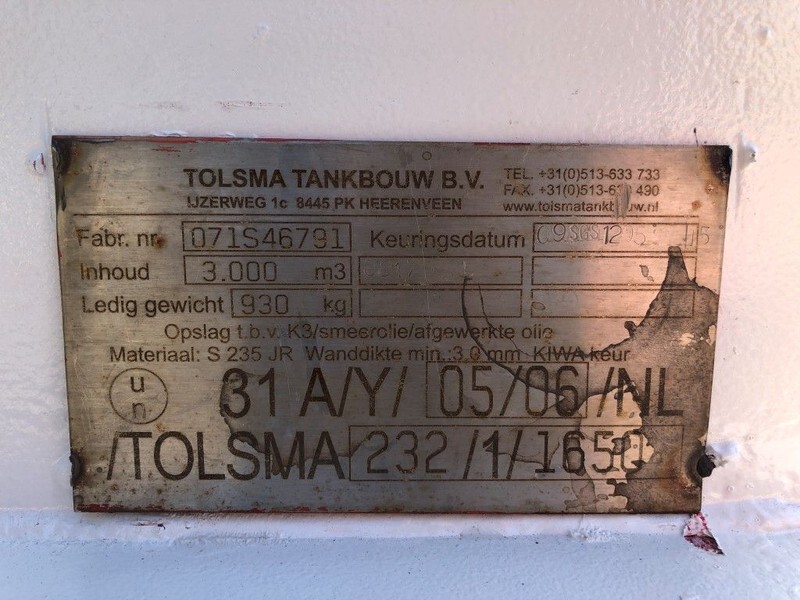 Tolsma Kiwa IBC 3000 liter dieseltank met keuring ! - Storage tank: picture 3 Tolsma Kiwa IBC 3000 liter dieseltank met keuring ! - Storage tank: picture 3
