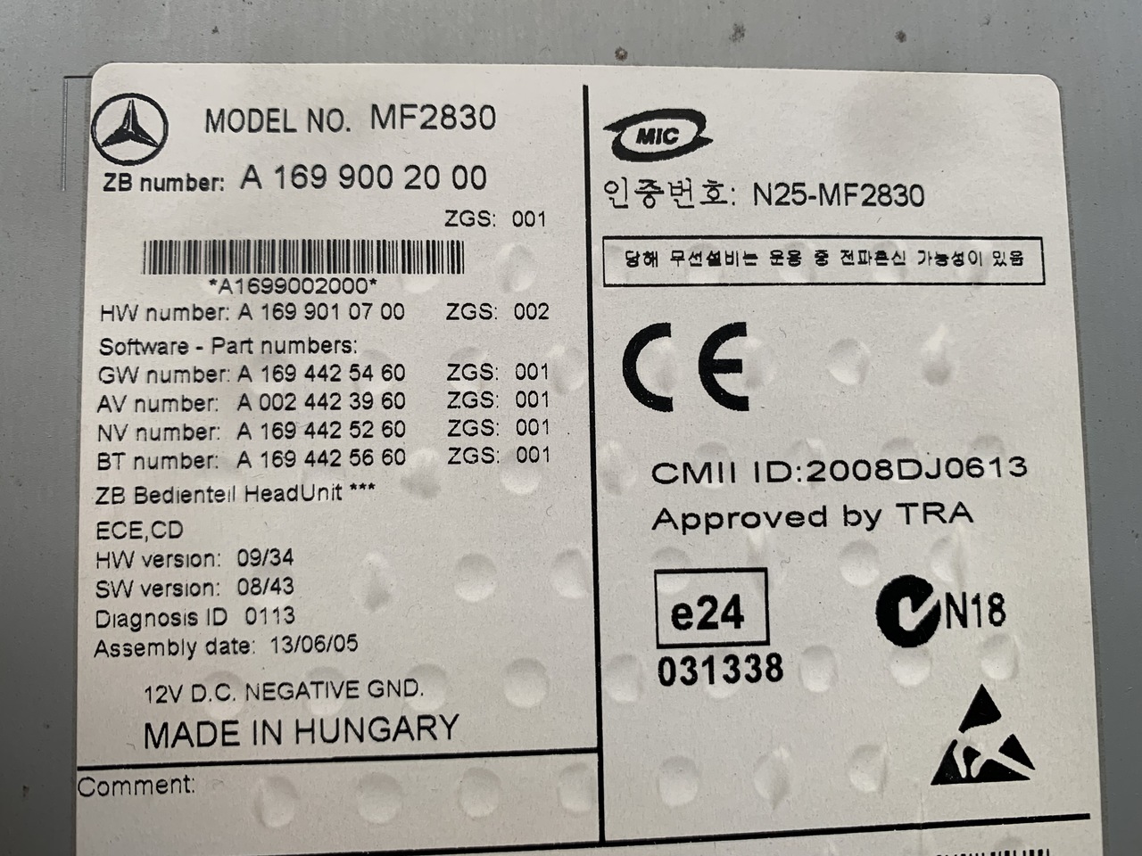 RADIO CD MERCEDES SPRINTER 906 MF2830 - Navigation system for Commercial vehicle: picture 5 RADIO CD MERCEDES SPRINTER 906 MF2830 - Navigation system for Commercial vehicle: picture 5