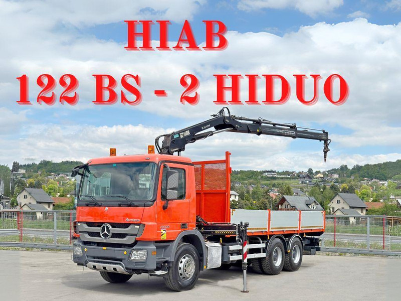 Mercedes-Benz ACTROS 2636 *HIAB 122 BS-2 HIDUO + FUNK/6x4 * TOP - Dropside/ Flatbed truck, Crane truck: picture 1 Mercedes-Benz ACTROS 2636 *HIAB 122 BS-2 HIDUO + FUNK/6x4 * TOP - Dropside/ Flatbed truck, Crane truck: picture 1