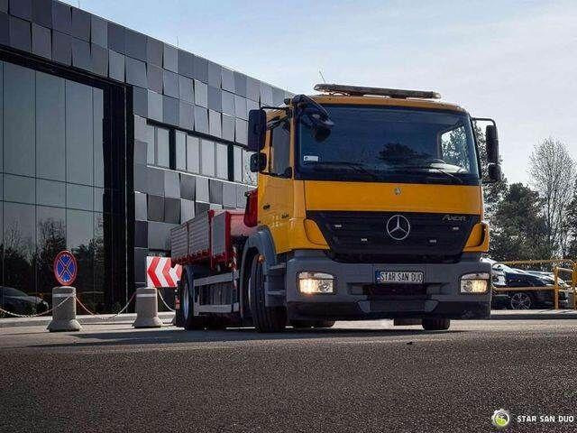 Tipper, Crane truck Mercedes-Benz AXOR 1824 4x2 HMF 975 HDS Crane Rotator Kipper: picture 11
