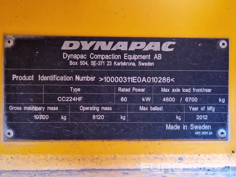 2012 Dynapac CC224HF - Roller: picture 1 2012 Dynapac CC224HF - Roller: picture 1