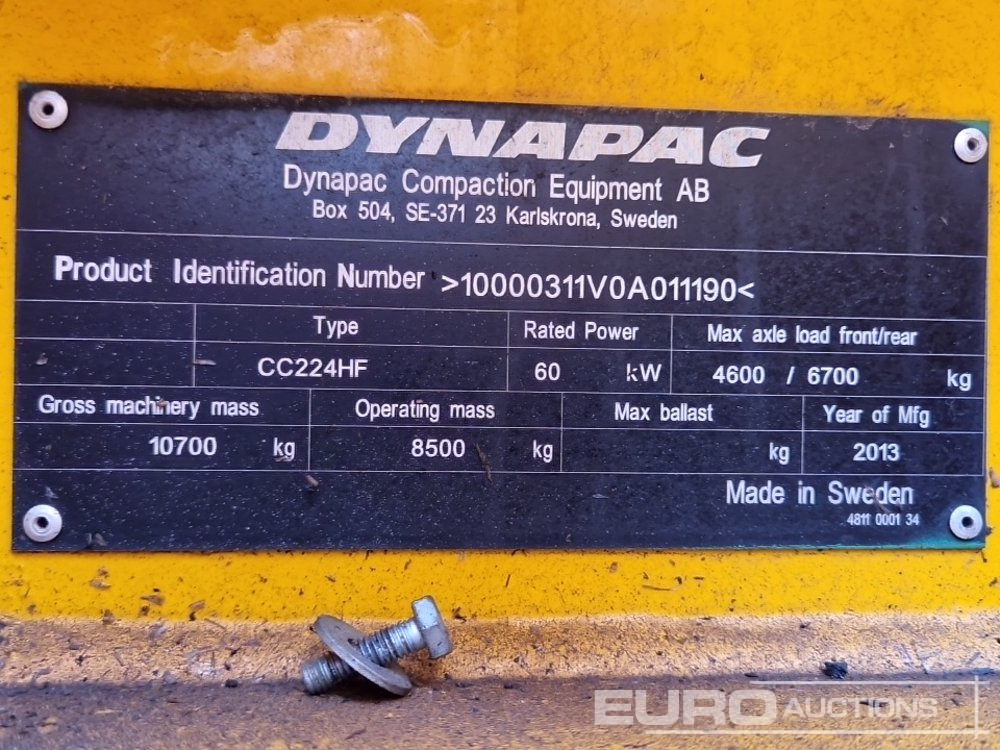 2013 Dynapac CC224HF - Roller: picture 1 2013 Dynapac CC224HF - Roller: picture 1