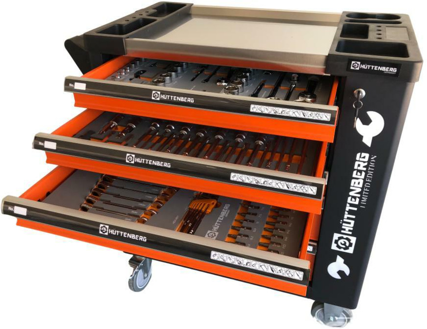 Unused Hüttenberg Tool Trolley, 6 Drawers with Tools - Construction equipment: picture 1 Unused Hüttenberg Tool Trolley, 6 Drawers with Tools - Construction equipment: picture 1